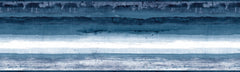 Mesa Wallpaper Border featuring horizontal bands of deep blue watercolor washes with a central white stripe.