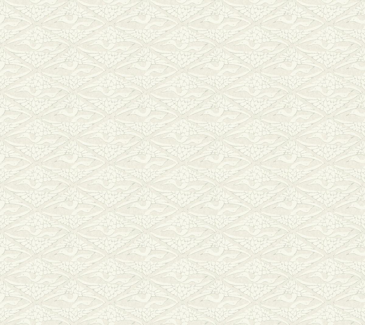 Introducing the High Society Wallpaper by York Wallcoverings, featuring a seamless beige design with repeating diamond shapes and symmetrical, ornate floral and leaf motifs. This light, textured wallpaper creates a subtle and elegant background for any space.
