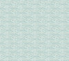 High Society Wallpaper by York Wallcoverings features a delicate and symmetrical geometric design, showcasing repeating light blue and white stylized floral and leaf motifs arranged in diamond shapes.
