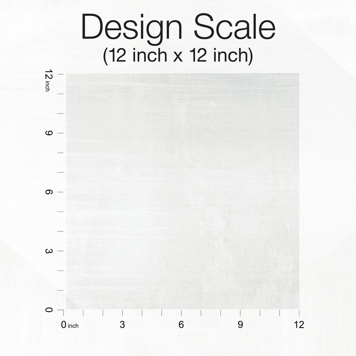 A square swatch of off-white In Clay Wallpaper with a subtle, textured surface shown against a 12-inch scale grid.