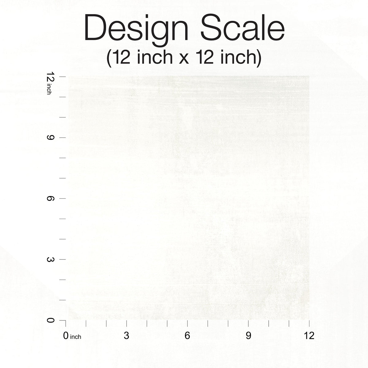 A square swatch of off-white In Clay Wallpaper shown with a 12-inch by 12-inch design scale ruler.