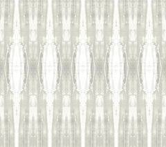The Escalante Wallpaper by York Wallcoverings features a symmetrical abstract pattern with vertical, elongated shapes in light gray and white tones, reminiscent of mirrored watercolor brush strokes. This design creates a soft, textured, and repeating geometric effect.