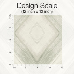 Ballad Wallpaper swatch featuring a diamond-shaped pattern with a soft, brushed texture, shown with a twelve-inch scale reference.