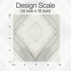 Ballad wallpaper design scale showing a twelve by twelve inch geometric woodgrain pattern.