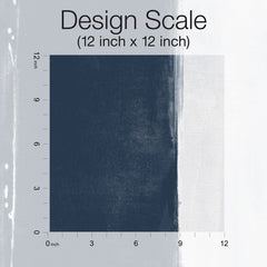 A square swatch of dark navy Ink Wash Wallpaper by York Wallcoverings with a vertical brushstroke texture, shown against a 12-inch scale grid.
