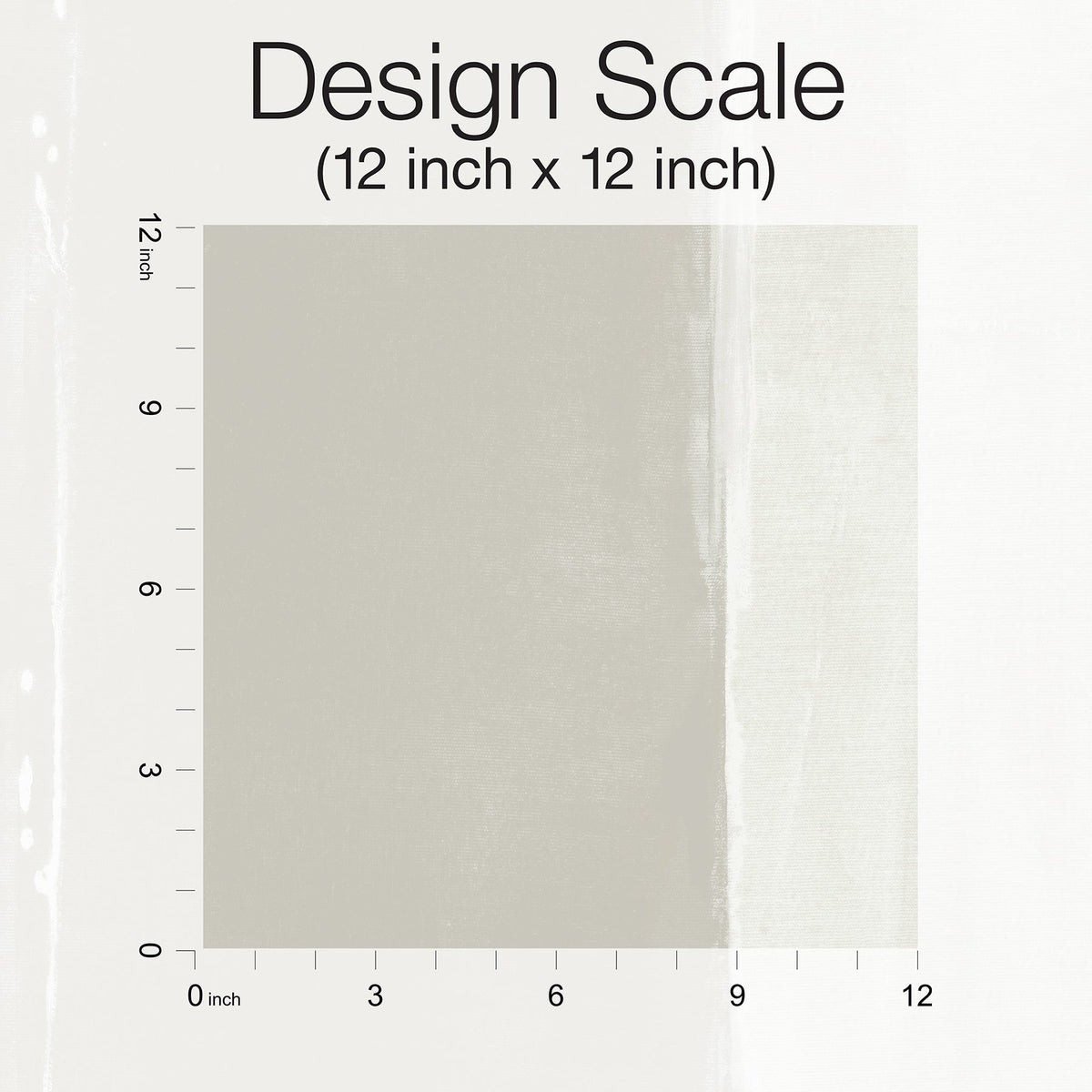 A 12-inch by 12-inch scale illustration of York Wallcoverings Ink Wash Wallpaper, featuring a beige, solid-colored design with a subtle vertical brushstroke texture.