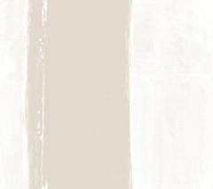 York Wallcoverings Ink Wash Wallpaper featuring broad, vertical bands of beige and white with a painted, ink wash aesthetic.