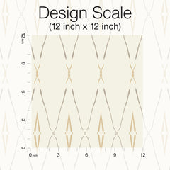 Artifact Silhouettes Wallpaper featuring repeating geometric shapes in neutral tones, shown on a 12-inch by 12-inch scale grid.