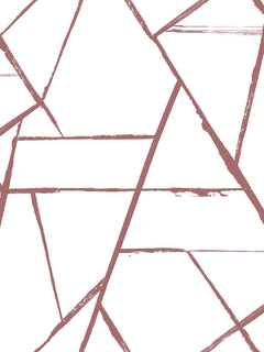 Intersect Wallpaper featuring a geometric pattern of intersecting, hand-painted style lines in a muted rose color on a white background.