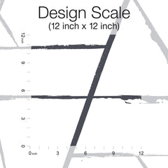 Intersect Wallpaper pattern with intersecting dark and light grey lines, shown against a 12-inch by 12-inch measurement grid.