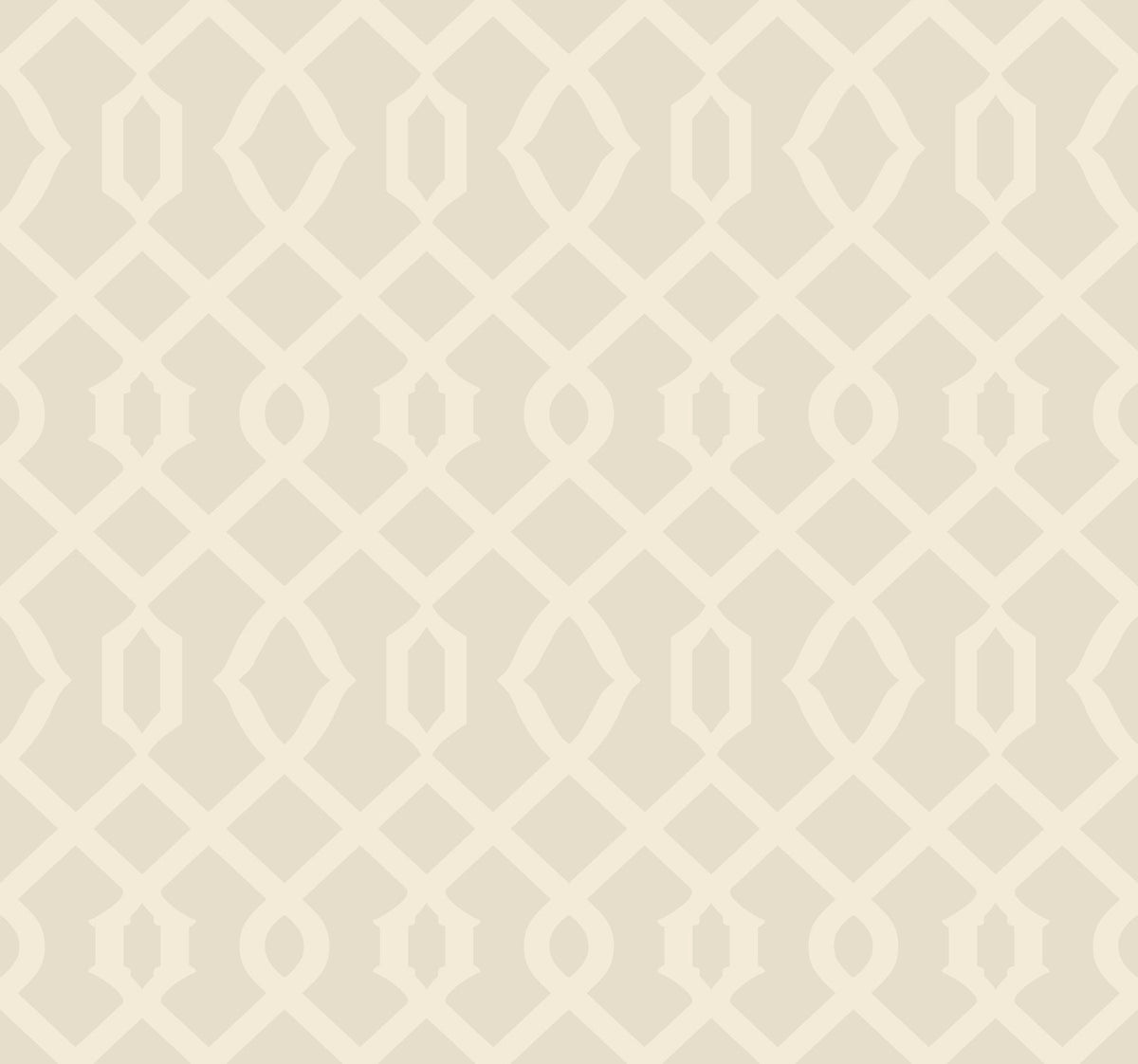 Luscious Wallpaper featuring a beige background with a repeating geometric lattice pattern.