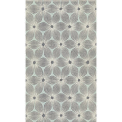 Candice Olson Everlasting Wallpaper featuring a repeating floral pattern of gray, line-drawn petals on a light blue background.