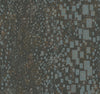 Candice Olson Gilded Confetti Wallpaper features a dark gray background with a scattered pattern of blue and gold-outlined rectangles and textured metallic flecks.