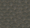 Candice Olson Luminous Gingko Wallpaper featuring overlapping dark gray ginkgo leaves outlined in thin gold lines.