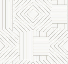 Candice Olson Diverging Diamonds Wallpaper features a geometric pattern of overlapping light gray lines forming squares and diamonds on a white background.