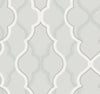Candice Olson Double Damask Wallpaper featuring a light gray background with a white and tan interlocking quatrefoil damask pattern.