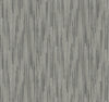 Candice Olson Bargello Wallpaper featuring a vertical pattern of grey, charcoal, and white linear strokes.