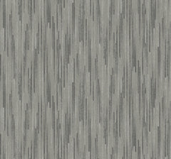 Candice Olson Bargello Wallpaper featuring a vertical pattern of grey, charcoal, and white linear strokes.
