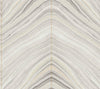 Candice Olson Onyx Strata Wallpaper featuring a symmetrical, chevron-style pattern of flowing, marble-like gray and cream wavy lines.