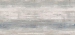 Transition Wallpaper by York Wallcoverings features an abstract design with soft, horizontal brushstrokes in muted tones of gray, white, beige, and subtle hints of blue, creating a calm and serene atmosphere.