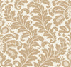 Candice Olson Modern Romance Wallpaper featuring a repeating tan damask pattern of large acanthus leaves and floral motifs on a cream background.