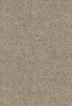 Ronald Redding Leather Lux Wallpaper in taupe featuring a repeating grid pattern of irregular, rounded rectangular tiles with a textured, mottled appearance.