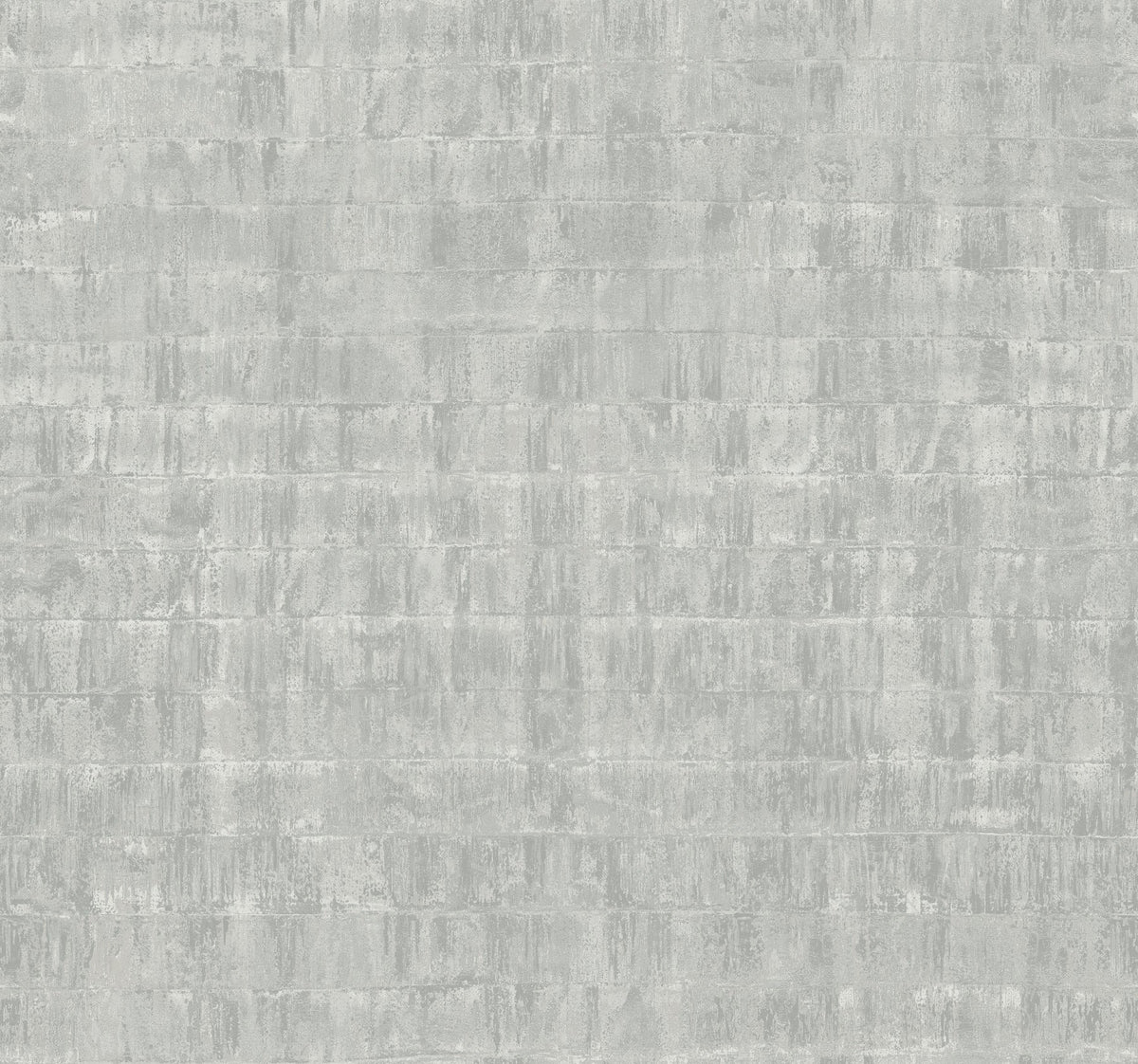 Ronald Redding Liquid Metal Wallpaper featuring a light gray, distressed brick pattern.