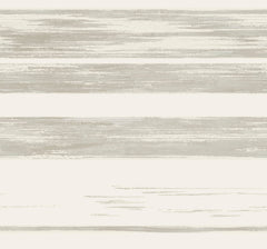 Ronald Redding Horizontal Dry Brush Wallpaper featuring a pattern of horizontal, dry-brushed stripes in shades of gray and cream.