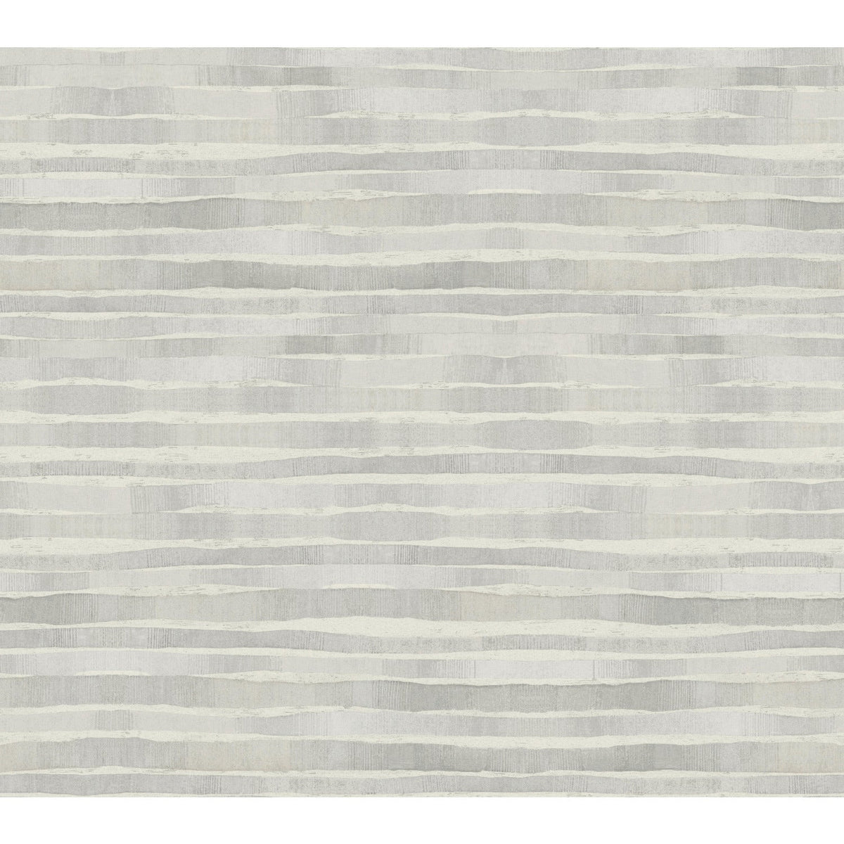 Ronald Redding Dreamscapes Wallpaper featuring horizontal, wavy stripes in varying shades of grey and off-white.