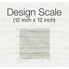 A 12-inch by 12-inch square sample of Ronald Redding Dreamscapes Wallpaper by York Wallcoverings, featuring horizontal, textured grey stripes on an off-white background.