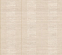 Colbert Stripe Textured Wallpaper in light beige features vertical stripes with subtle horizontal white lines and a woven fabric appearance. The design includes thin vertical seams visible throughout, creating a sophisticated repeating pattern.