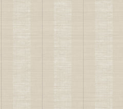 Colbert Stripe Textured Wallpaper features beige vertical stripes in alternating smooth and textured patterns. The textured stripes showcase a woven appearance, adding a subtle yet elegant contrast to the overall design.