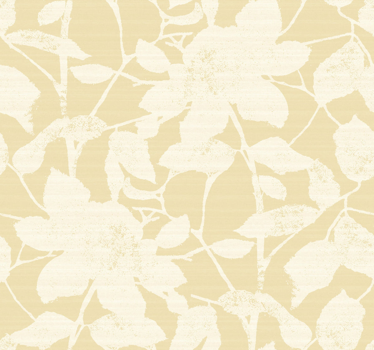 Transform your space with the Solange Botanical Wallpaper by York Wallcoverings, featuring a beige background adorned with a subtle white floral pattern of large flowers and leaves for a soft, textured, and elegant look.