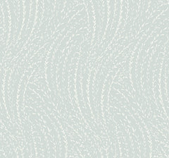 Willow Song Botanical Wallpaper by York Wallcoverings features a light gray design with delicate, wavy lines reminiscent of abstract grass or slender branches, creating a subtle, flowing texture over a muted gray background.