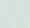 Transform your space with the Willow Song Botanical Wallpaper by York Wallcoverings, featuring a pale blue background adorned with a repeating pattern of delicate white, wavy, branch-like lines and small leaves for an abstract, nature-inspired texture.
