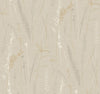Meadow Splendor Botanical Wallpaper features a beige background adorned with a gentle pattern of slender grasses and wildflowers in soft gold, gray, and white tones, creating a light, natural, and airy ambiance.