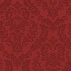 Damask Wallpaper featuring a repeating deep red and dark red damask floral pattern.