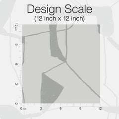 A grayscale abstract geometric pattern titled Abstract Geo Wallpaper by York Wallcoverings (12 inch x 12 inch), featuring rulers along the top and left edges marked from 0 to 12 inches.