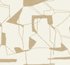 Introducing the Abstract Geo Wallpaper by York Wallcoverings, featuring a beige and cream abstract pattern with irregular geometric shapes and thin intersecting lines on a light background.