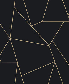 Introducing the Nazca Wallpaper by York Wallcoverings: this modern, minimalist design showcases an abstract geometric pattern featuring irregular polygons outlined in thin beige lines on a dark background. The uneven shapes are randomly arranged, adding a contemporary touch to any space.