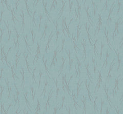 Sprigs Wallpaper by York Wallcoverings features a light blue background with a subtle textured pattern, accented by thin gray branch-like lines scattered randomly across the surface.