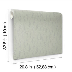 The Sprigs Wallpaper by York Wallcoverings features a subtle branch pattern and comes in a rolled sheet measuring 32.8 ft (10 m) in length and 20.8 in (52.83 cm) in width.