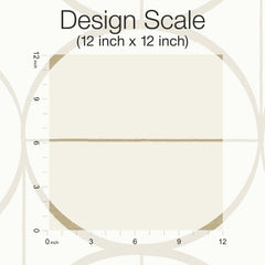 A square grid labeled “Design Scale” (12 in x 12 in) with inch markings along the left and bottom edges, illustrating a 12 by 12 inch area for the Sun Circles Wallpaper by York Wallcoverings.