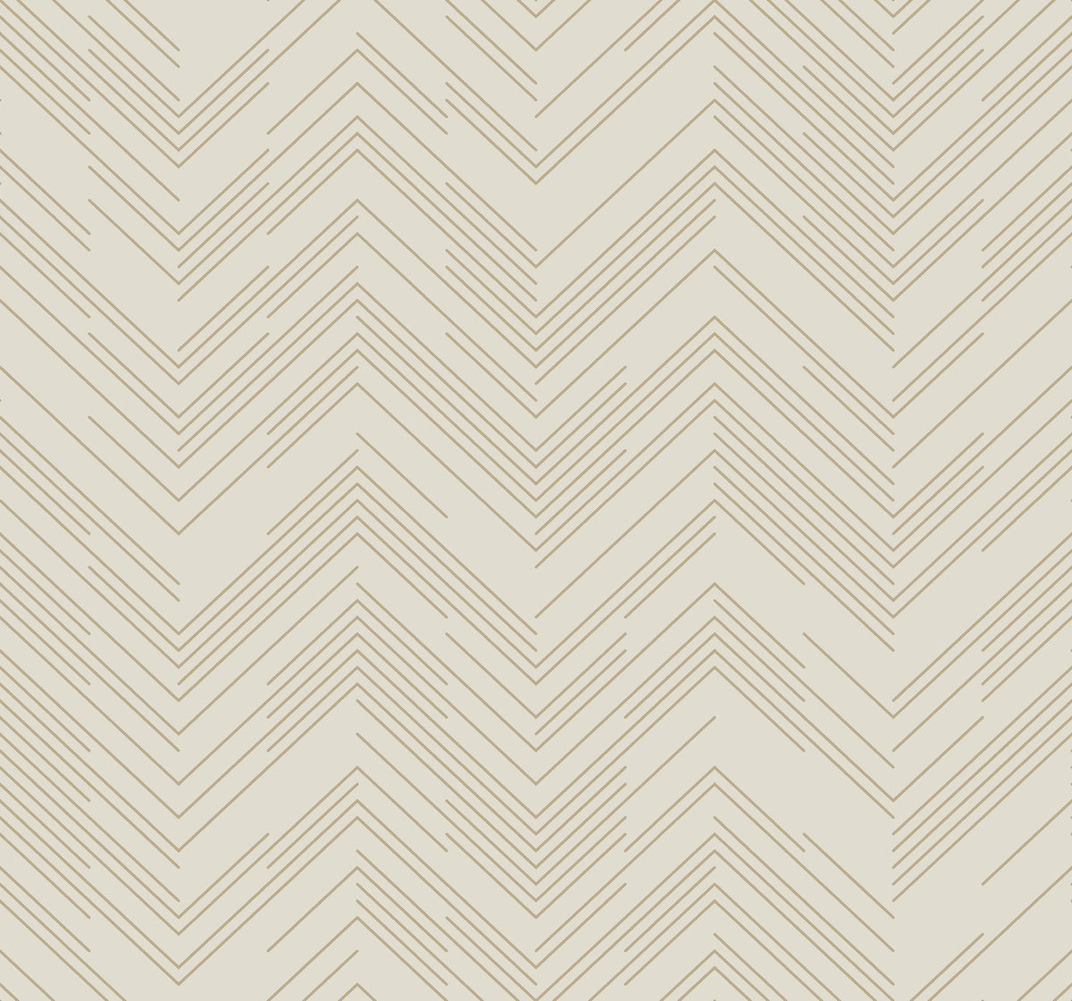 Polished Chevron Wallpaper by York Wallcoverings features a beige background with a repeating pattern of thin, angled brown lines forming a zigzag, geometric chevron design that extends across the entire surface.