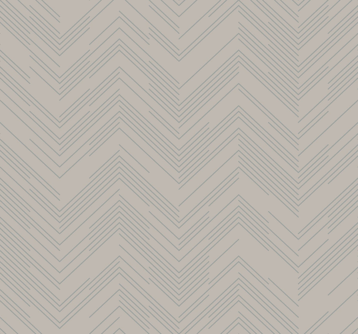 Polished Chevron Wallpaper by York Wallcoverings features thin, diagonal gray lines that create a repeating chevron pattern on a light beige background, offering a minimalist and modern geometric design.