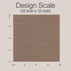 A brown wood-textured square with horizontal lines, labeled as Cannete Wallpaper by York Wallcoverings, is shown with rulers on the top and left sides indicating a 12 inch x 12 inch design scale.