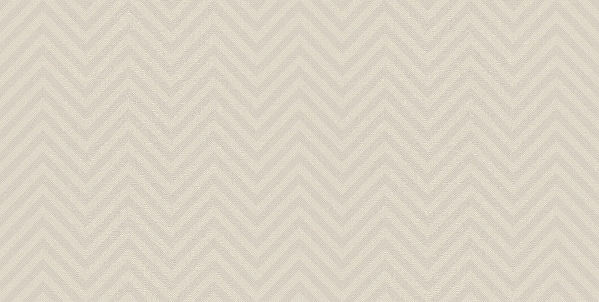 The Macro Chevron Wallpaper by York Wallcoverings features a beige background with a repeated chevron pattern of light, zigzagging lines. Evenly spaced for a calm, minimalist effect, this design creates a subtle, textured look that’s perfect for any modern space.