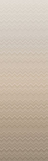 Iconic Shades Wallpaper by York Wallcoverings features a beige background adorned with a subtle zigzag pattern that gently transitions from a lighter shade at the top to a deeper beige hue at the bottom.