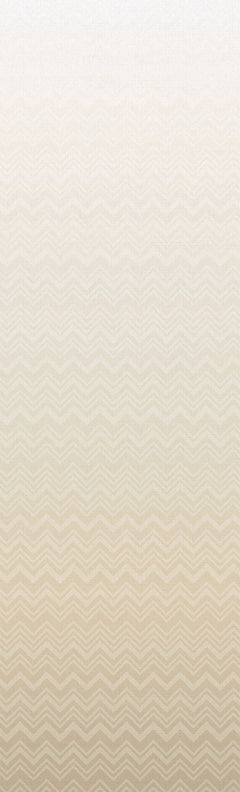 The Iconic Shades Wallpaper by York Wallcoverings features a beige background with a subtle, repeating zigzag pattern that gradually fades from more defined at the bottom to lighter and less distinct at the top.