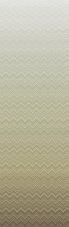 Featuring a light-to-dark gradient background with a repeating zigzag chevron pattern, the Iconic Shades Wallpaper by York Wallcoverings transitions from crisp white at the top to rich brown at the bottom, creating a subtle textured effect.